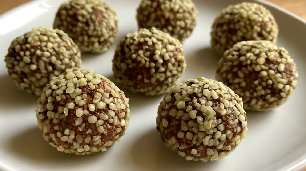 Amaranth-Kakao-Energiebällchen mit Hanfsamen"
