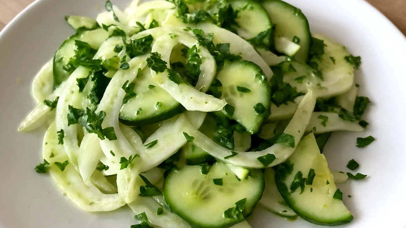 Fenchel-Gurken-Salat mit Petersilie und Zitronendressing"