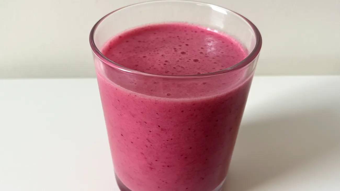 Kefir-Smoothie mit fermentiertem Rote Bete Saft und Flohsamenschalen"