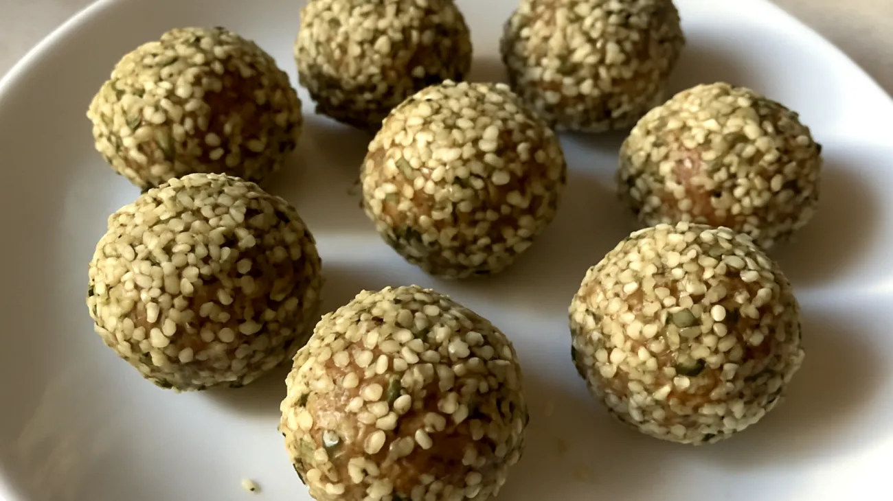 Tahini-Dattel-Energiebällchen mit Hanfsamen"